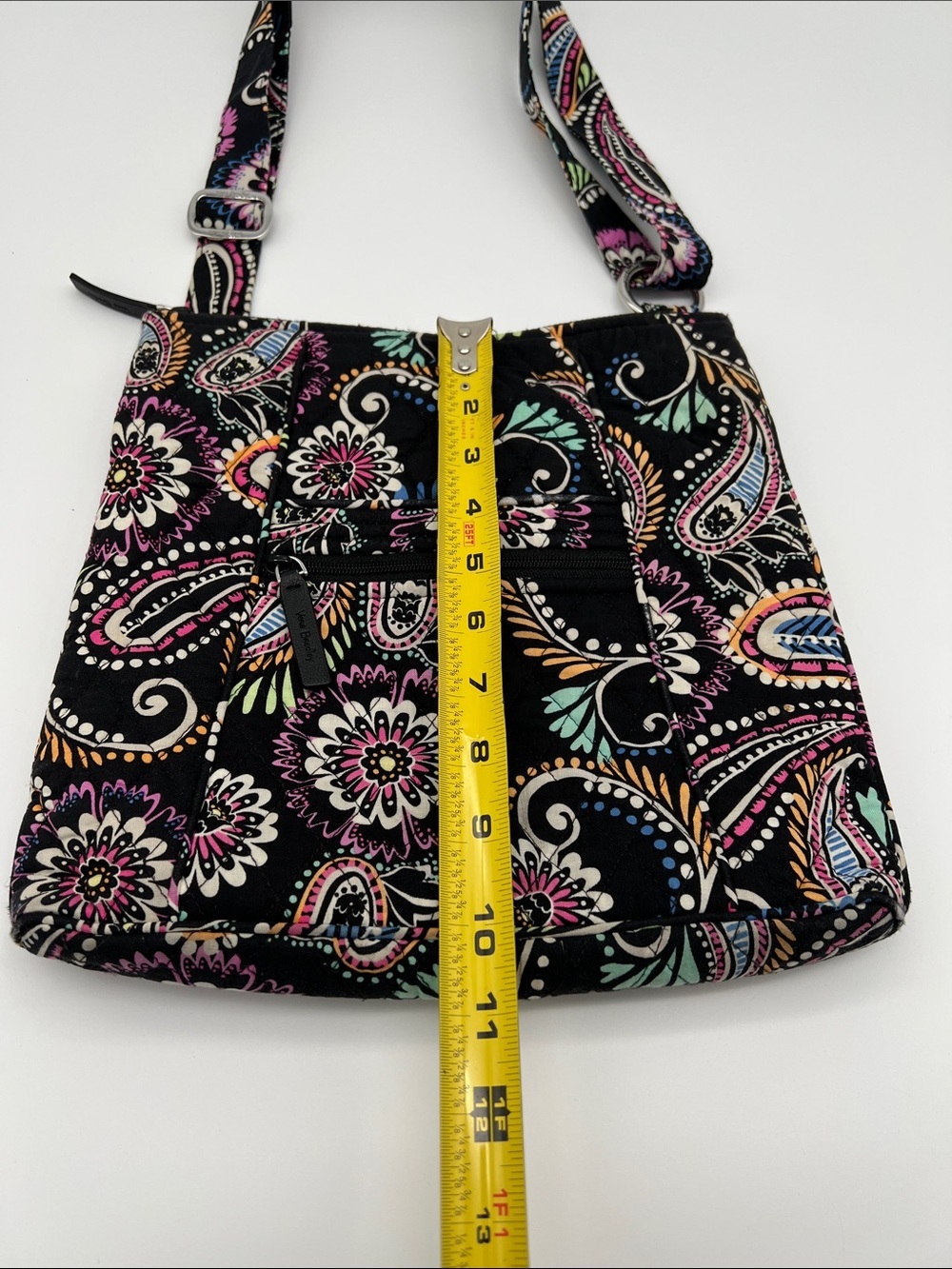 Vera Bradley Black Paisley Floral Pattern Quilted Crossbody Shoulder Purse Bag - Picture 13 of 16